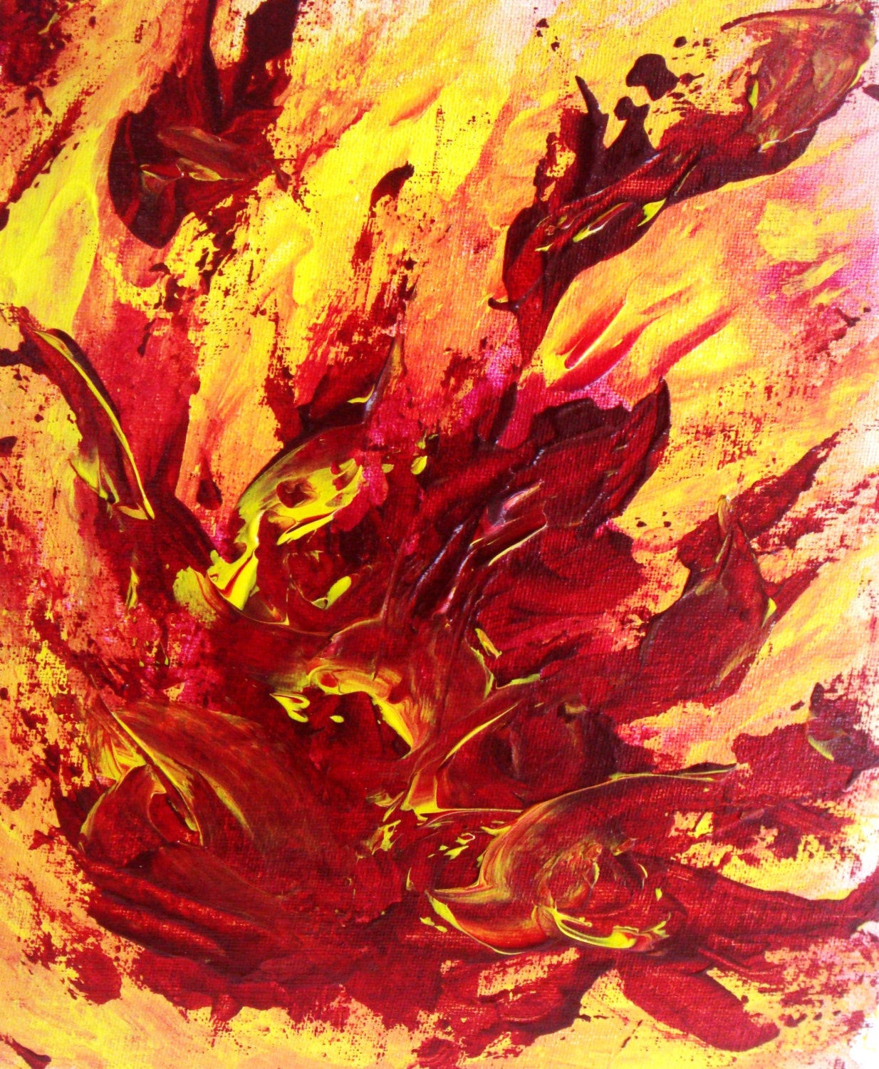 Original abstract acrylic painting of fire by 