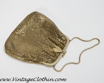 1930s Whiting & Davis Vintage Gold Mesh Purse, Whiting and Davis Purse, Vintage Purse, Gold Mesh Purse, Evening Purse, Vintage Handbag