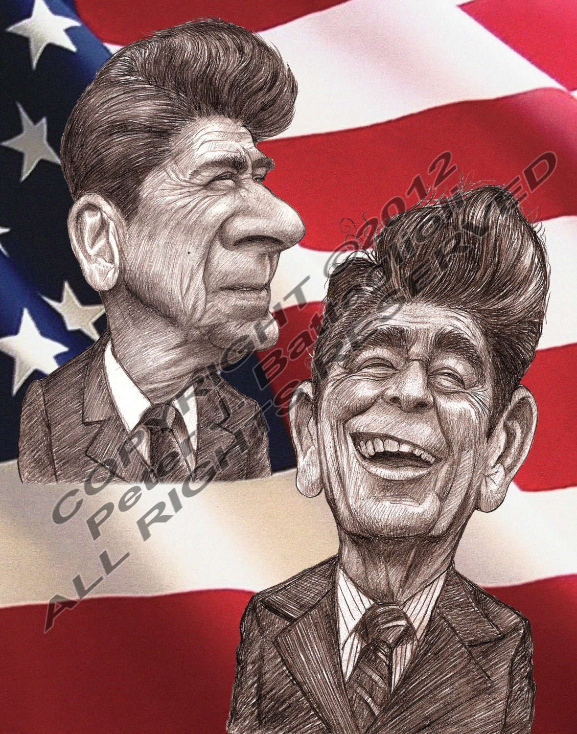 Ronald Reagan Poster Caricature Art Print Limited Edition