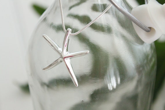 Starfish Necklace- Large Sterling Silver Starfish on Silver Chain
