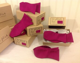 Fuchsia dupioni silk bow tie freestyle