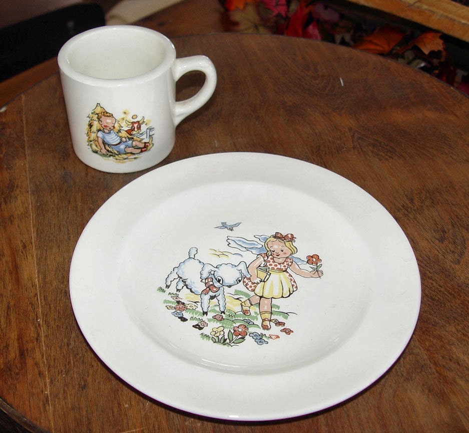 Very Cute Nursery Rhymes Childs Cup And Plate Set ~ Bemidji Mn Lakeside 