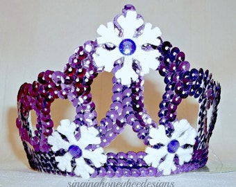 Frozen inspired princess tiara with snowflakes and gems