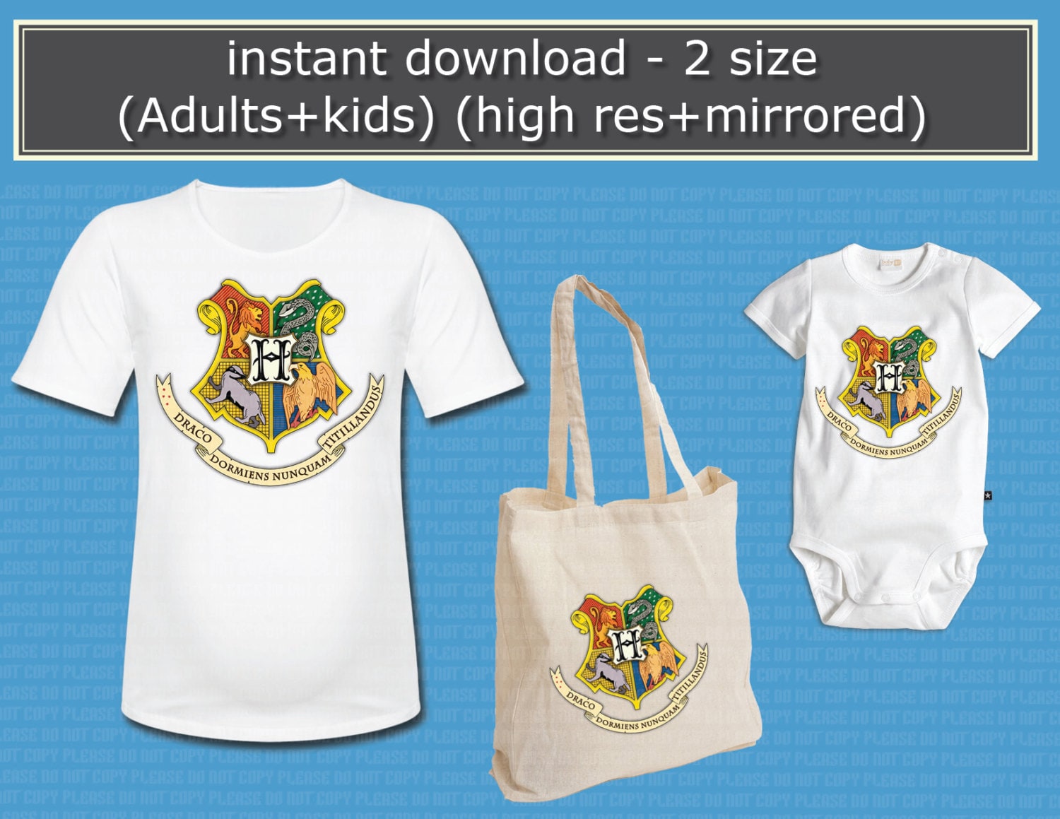 INSTANT DL Harry Potter Hogwarts Iron on Transfer by TeaTimeJo