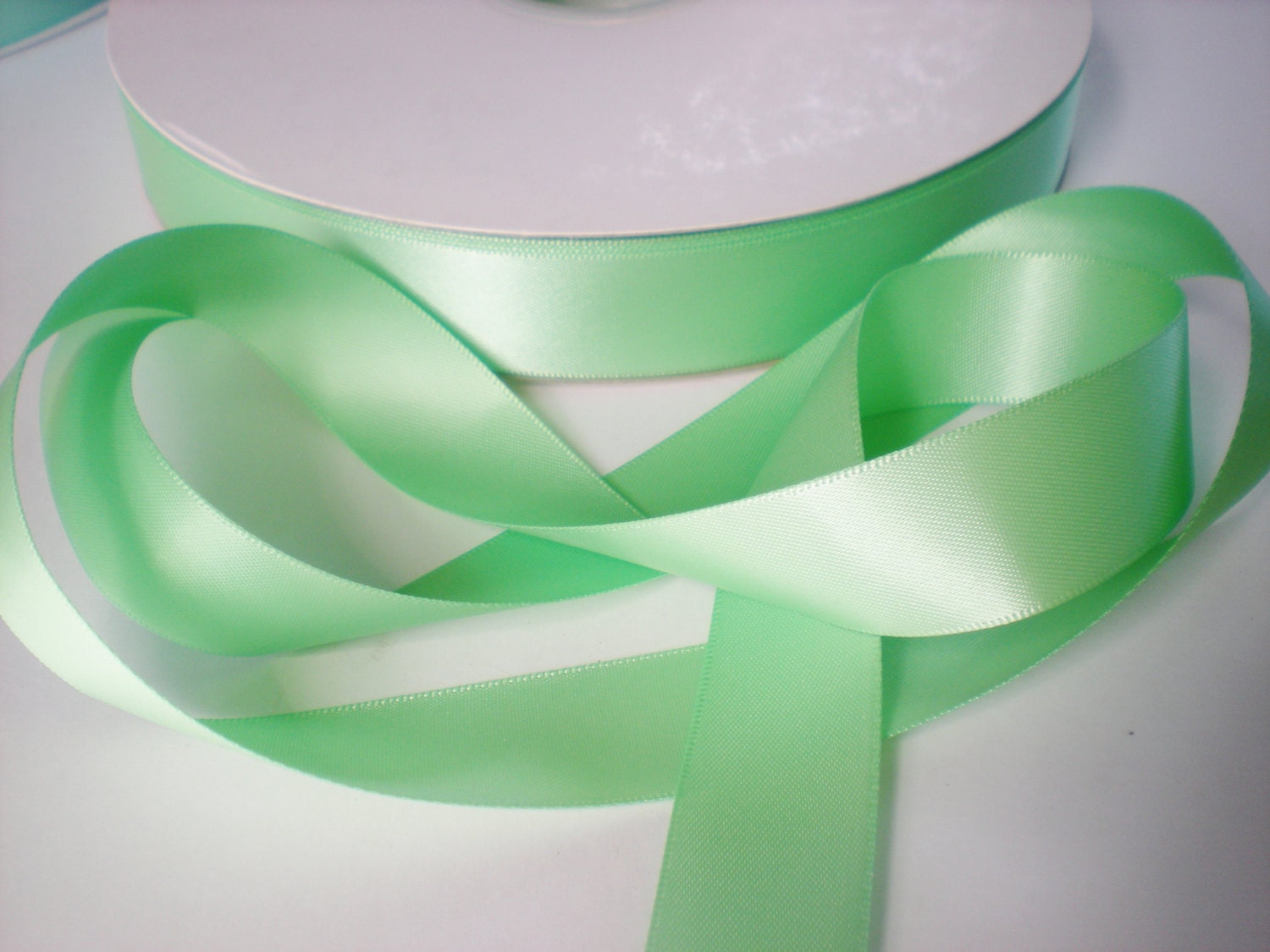 Mint green satin ribbon double sided 7/8ths inch width