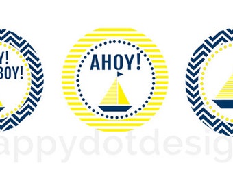  to Printable Cupcake Toppers Hot Pink and Navy Blue Sailboat on Etsy