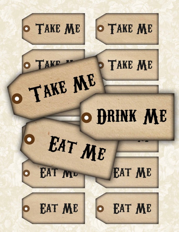 Take Me Drink Me Eat Me Tags No1 Digital Collage Sheet