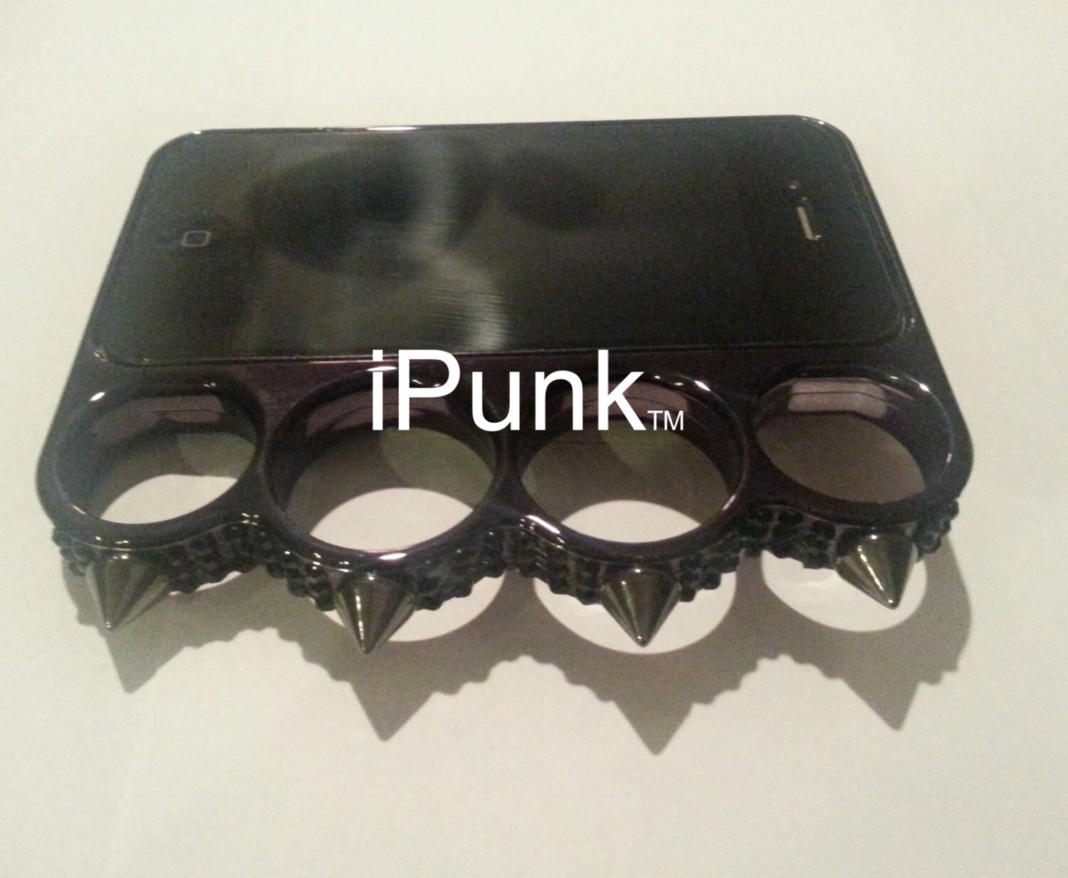 Spiked Brass Knuckles Phone Case with Rhinestones for iPhone
