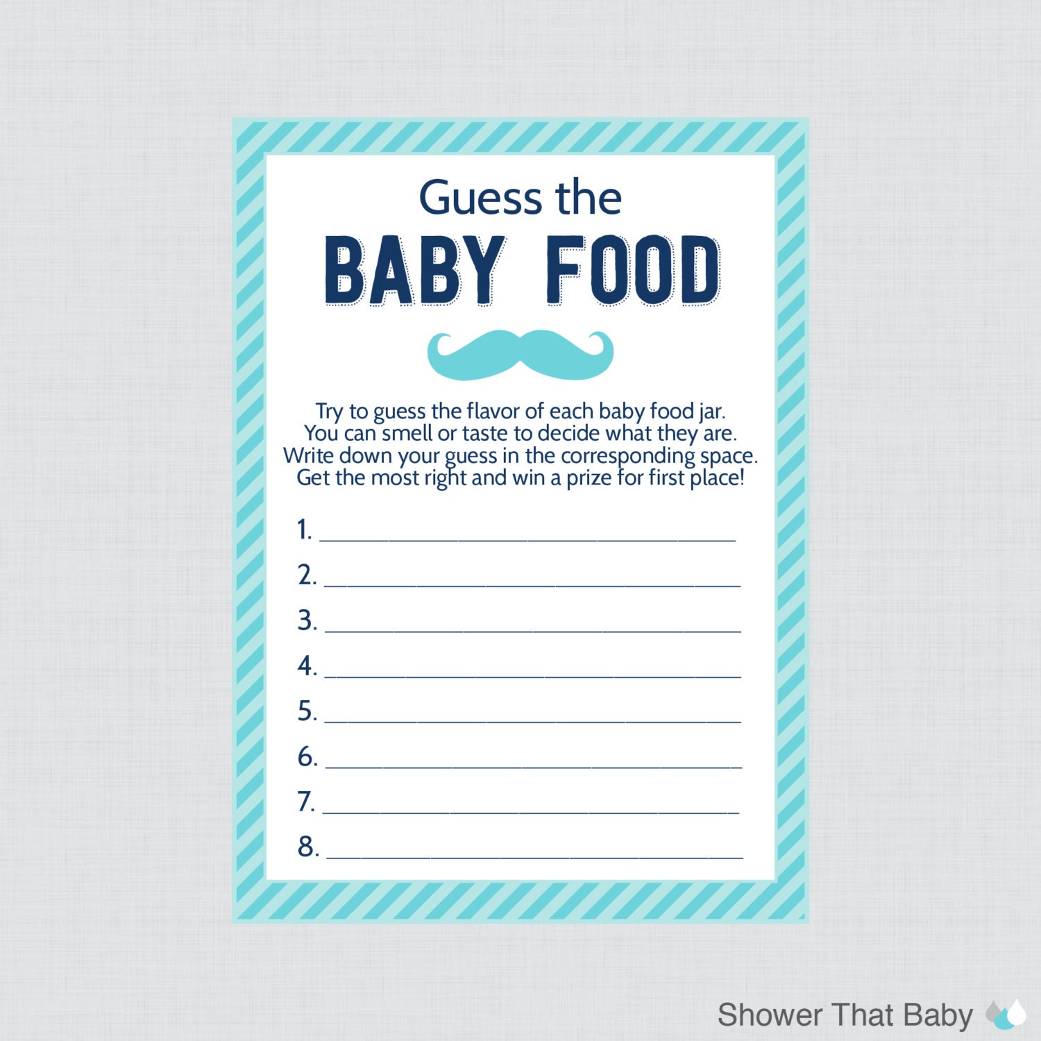 Mustache Baby Shower Guess the Baby Food Baby Shower Game