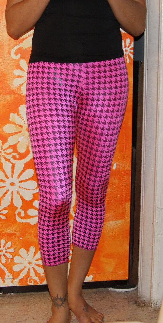 Items similar to Custom Pink Houndstooth leggings on Etsy