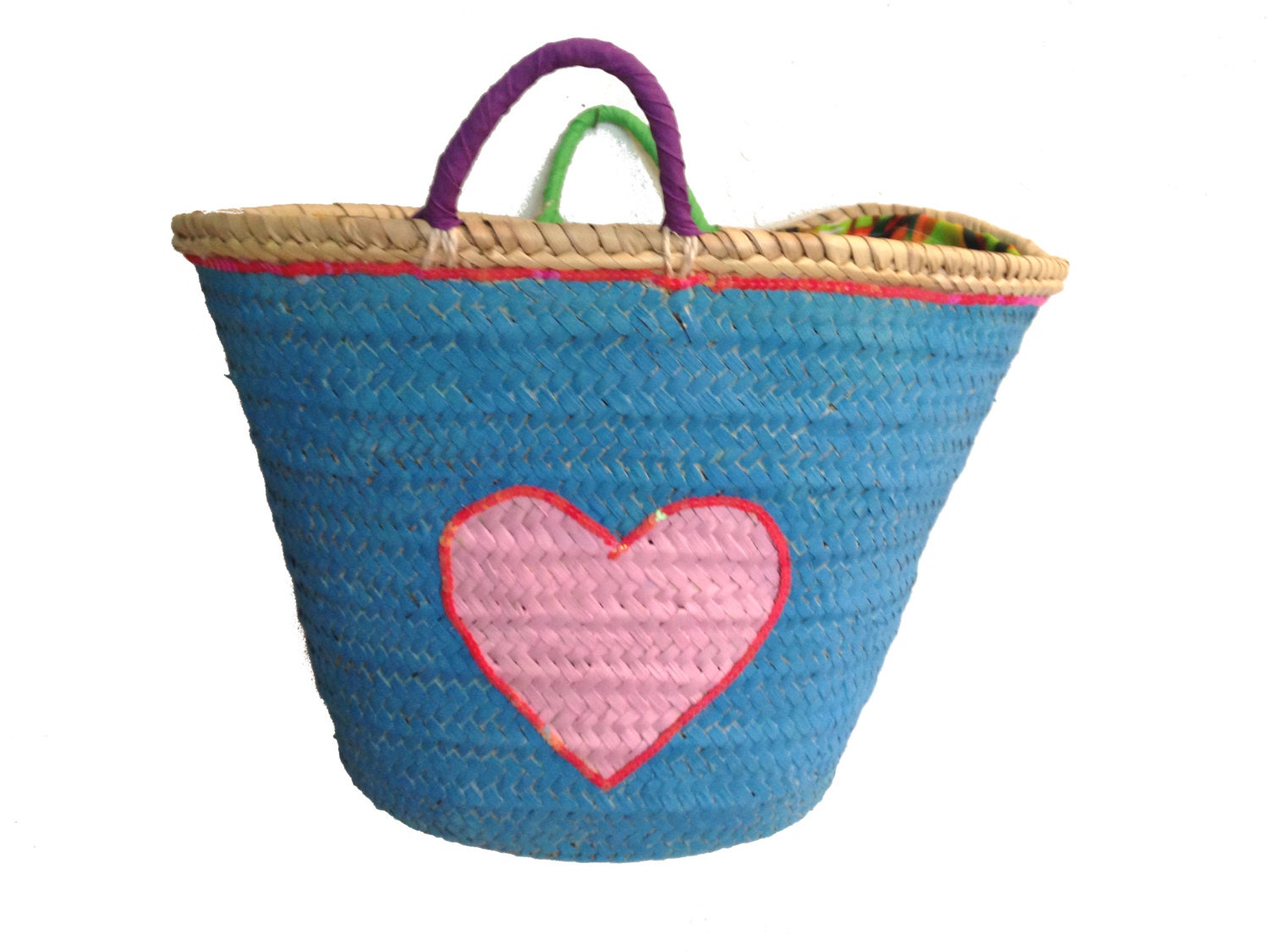 Straw bag French market bag HandwovenValentines by Spiralspiral