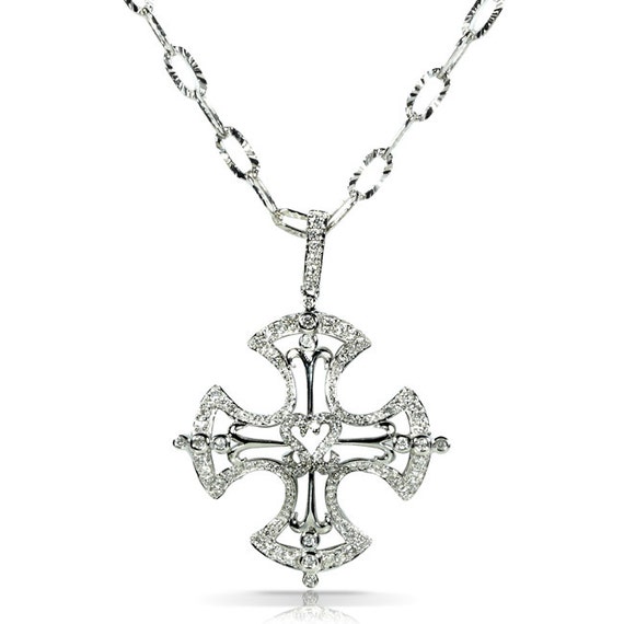 Diamond Baroque Cross Fleur De Lis Style 1/2 Carat ctw