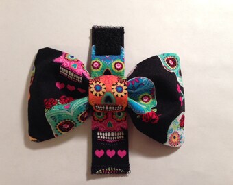 Sugar skull dog bow tie
