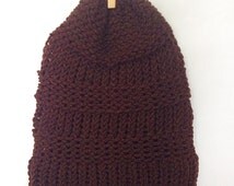 Teen/Adult Brown Knitted Slouch Beanie