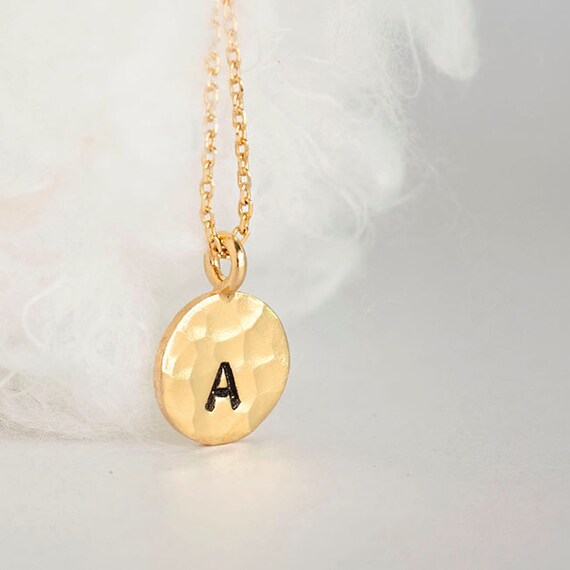 Gold Vermeil Personalized Initial Round Hammered by MatotoLuxe