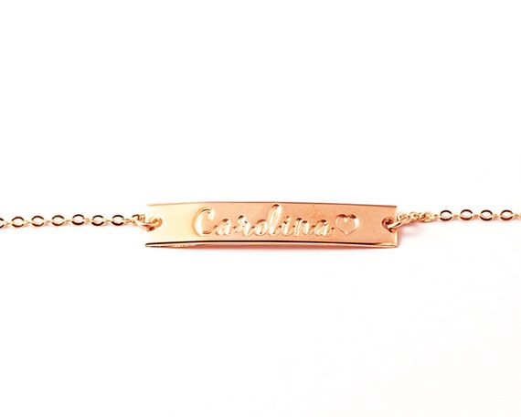 gold rose  Bracelet/Personalized Rose Bracelet Bracelet/Bar bracelet Gold Nameplate nameplate