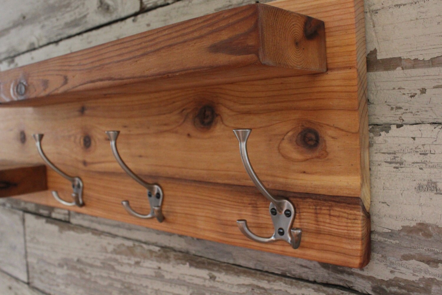 Unique Rustic Entryway Hanging Wall Coat Rack With Floating