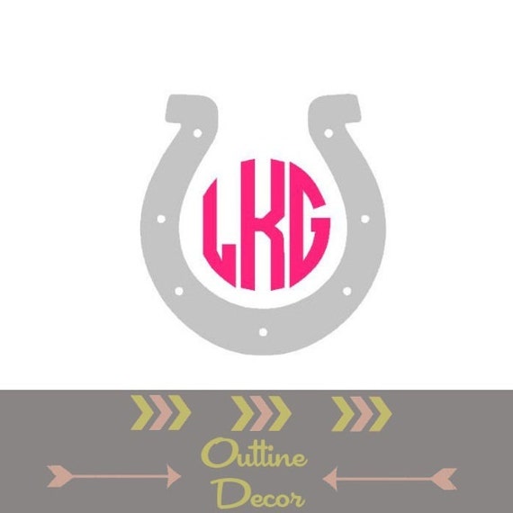 Horseshoe Monogram Vinyl decal by Outlinedecor on Etsy