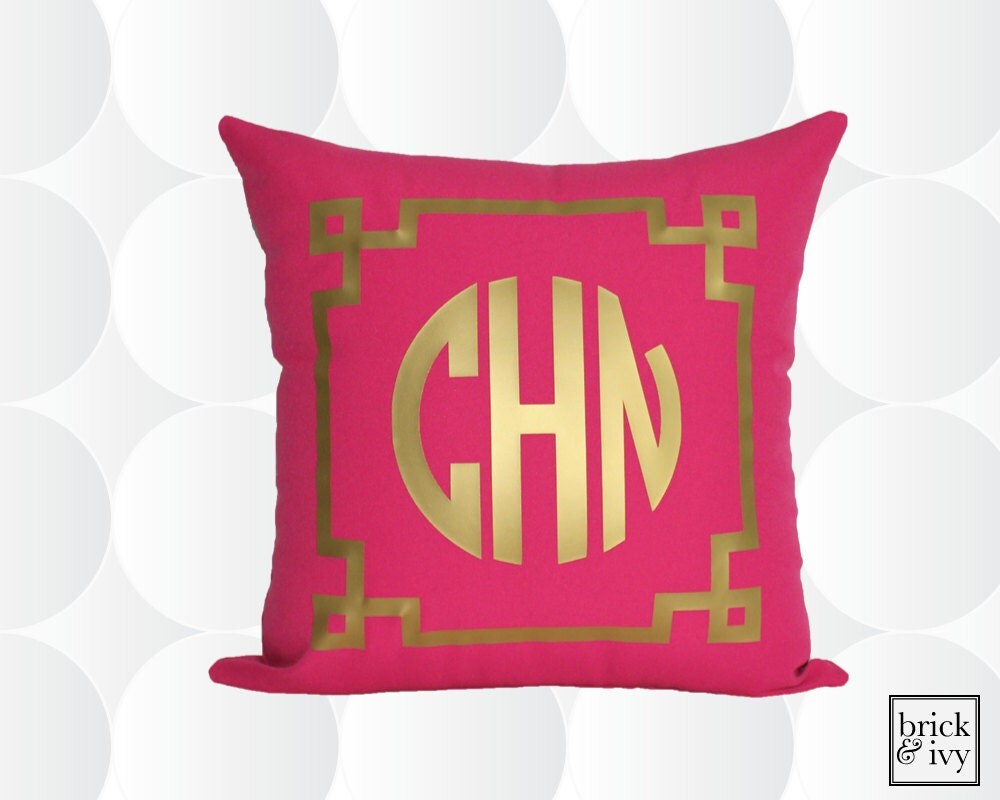 Monogram Throw Pillow Cover Gold or Silver by brickandivy