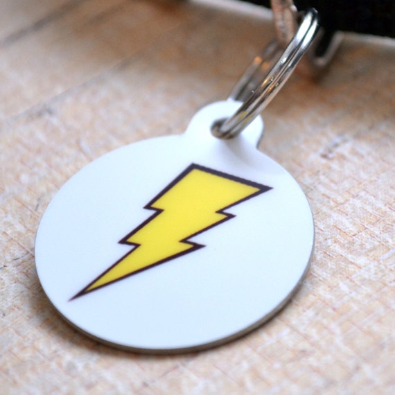 Lightning Bolt Pet ID Tag Dog Tag Key Chain Pet