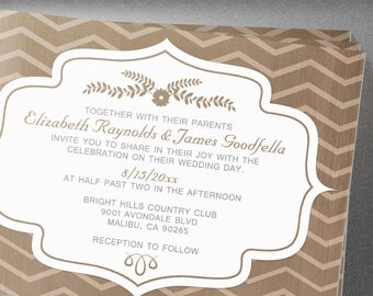 Brown Chevron Wedding invites