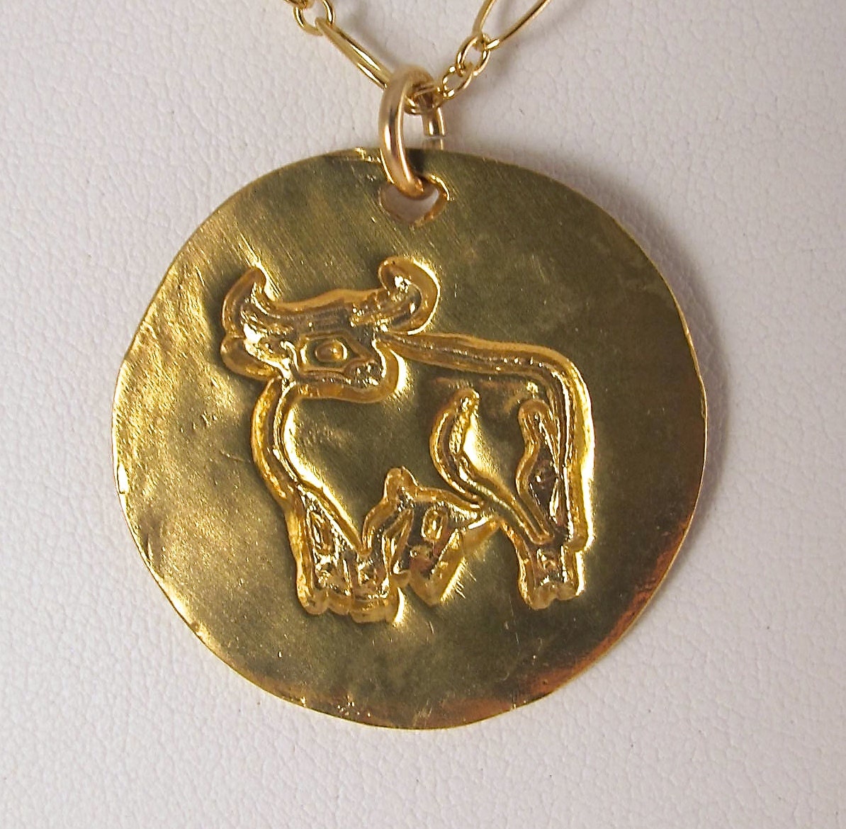 Taurus Pendant Necklace On 31 Inch Gold Filled by LatticeJewelry