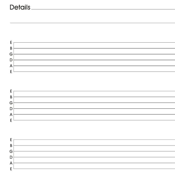 Items similar to Instant Download Blank Guitar TAB Sheet in PDF Format