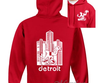 Detroit Red Wings Spirit of Detroit Screen Print Hooded Sweatshirt Red Hoodie, Sizes S-5XL