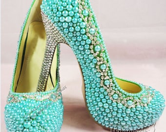 Popular items for teal bridal shoes on Etsy