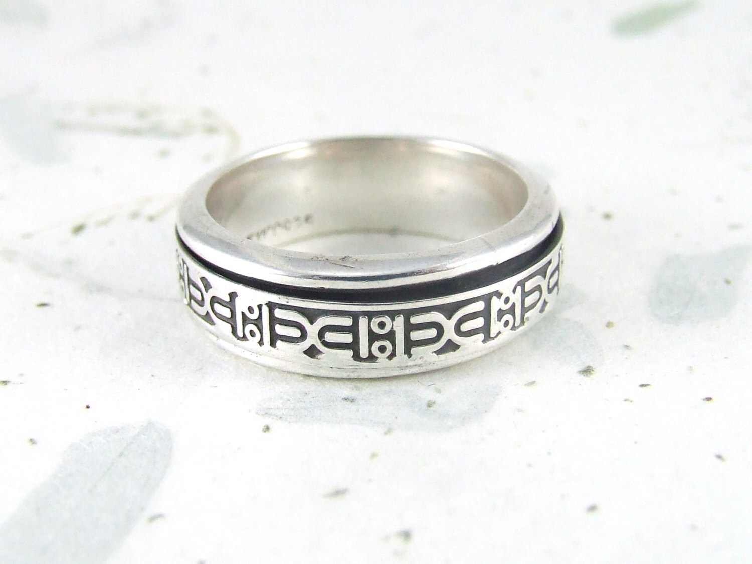 Vintage Mexico ring sterling silver spinner ring size 12