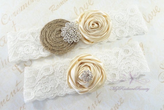 Wedding Garter, Garter, Bridal Garter, Rustic Garter, Handmade Garter, Ivory Cream Garter, Sexy Garter, Burlap Garter, Lace Garter GTF0024C