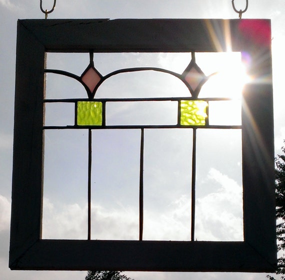 Handmade Mission Style Stained Glass Window Panel by PetersInc