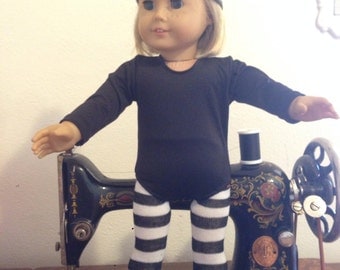 Black and white stripe tights - fit American Girl Dolls