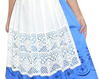 3-Piece Long Blue German Dirndl Dress 2 4 6 8 10 12 14 16 18 20 22 24 26 XS S M L XL 2XL