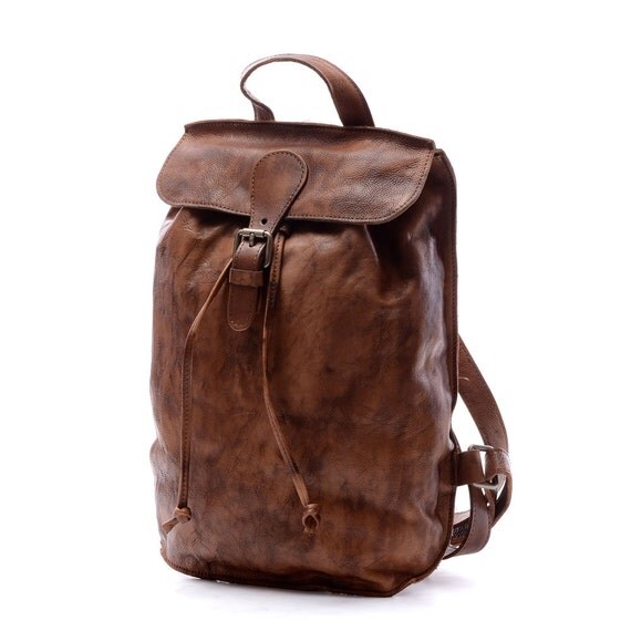 Items similar to Leather Backpack/Student Laptop Bag/Messenger bag/men ...
