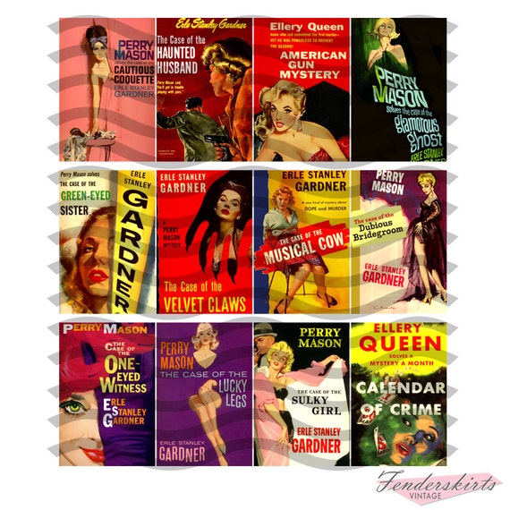 Vintage Retro 1950s 60s Pulp Fiction Mystery Book Covers