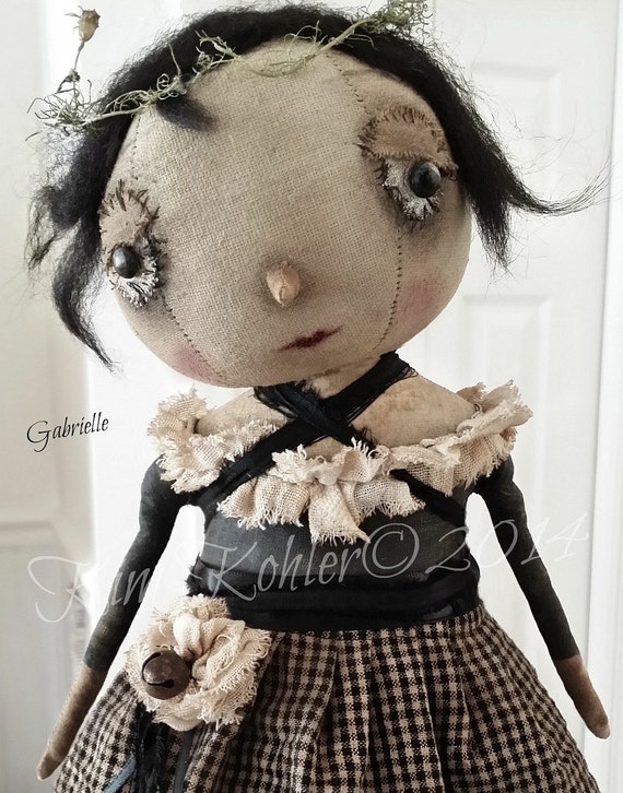 Prim Artist Doll Gabrielle Primitive OOAK Fabric Cloth