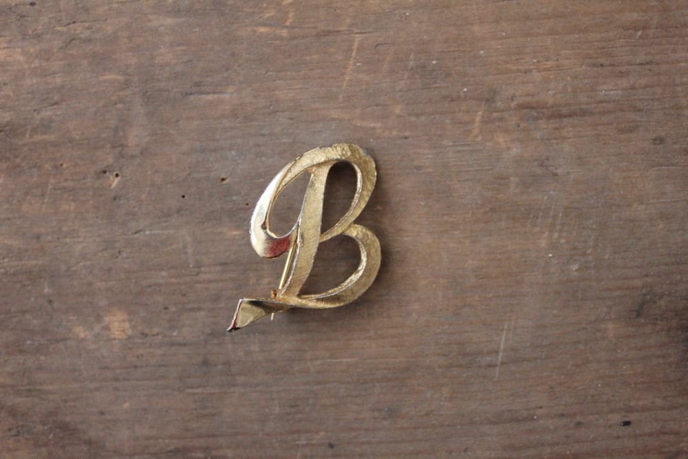 Letter B Brooch / Personalized Pin / Gold B Brooch By Allencompany