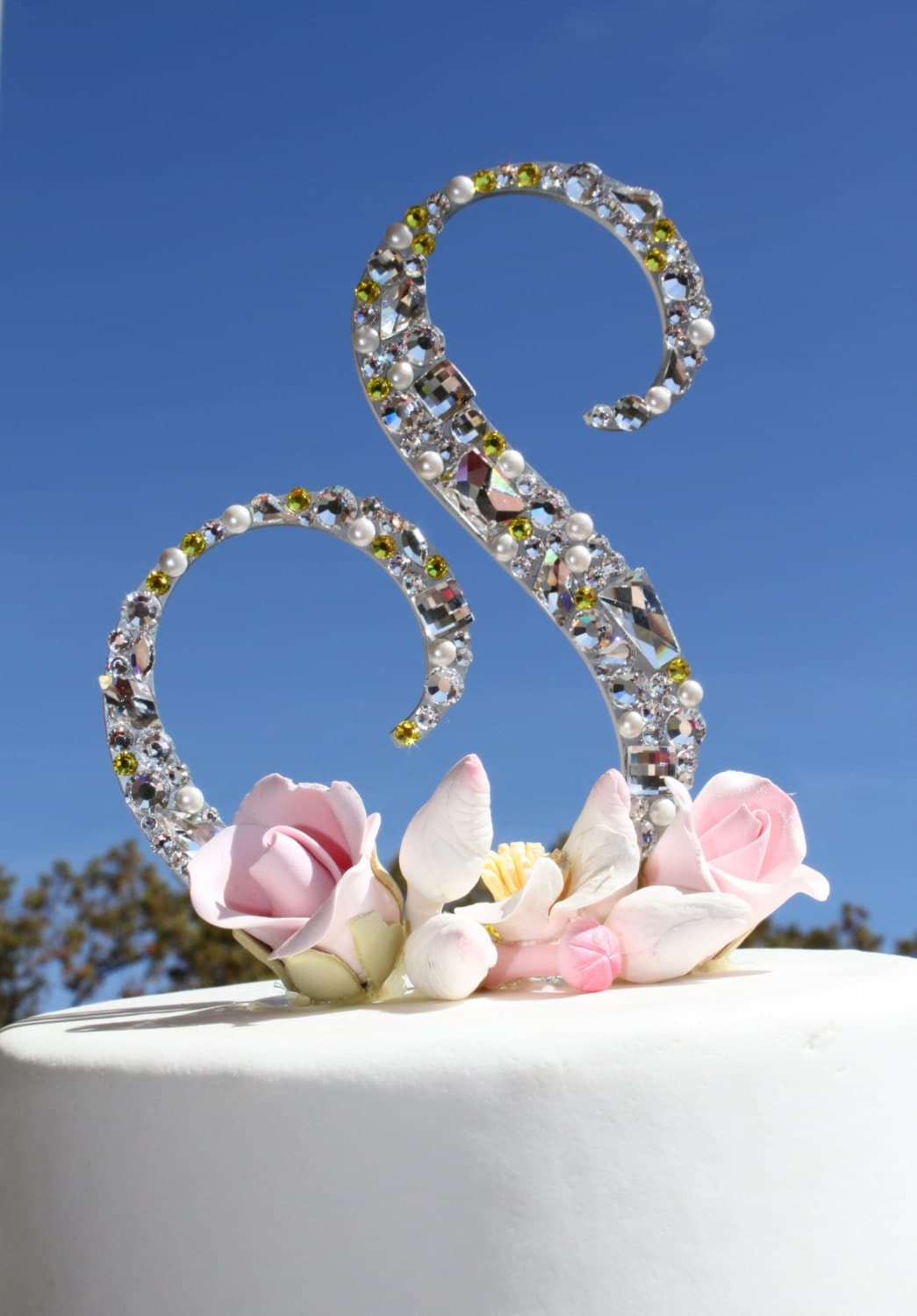 5 Swarovski Crystal Monogram Cake Topper Any Letter From 