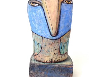 Ceramic Owls, Whimsical Sculpture, Art, Owl Dreaming Love Into Being