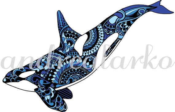 Download Limited Edition Orca Zentangle Art Gicleé Print