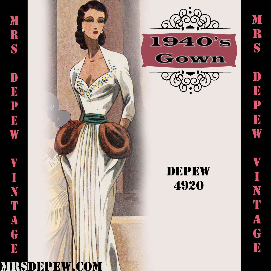 Evening Gown 1940s Dress Pattern