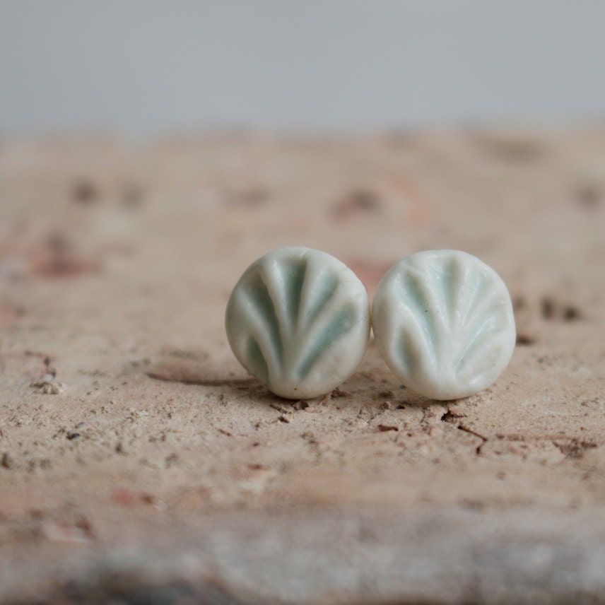 Porcelain Earrings in Minty Green