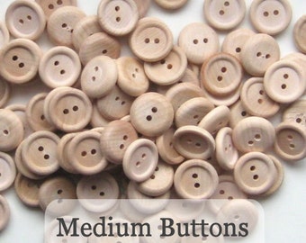 Medium Unfinished Wooden Buttons 3/4 inch, Pack of 100