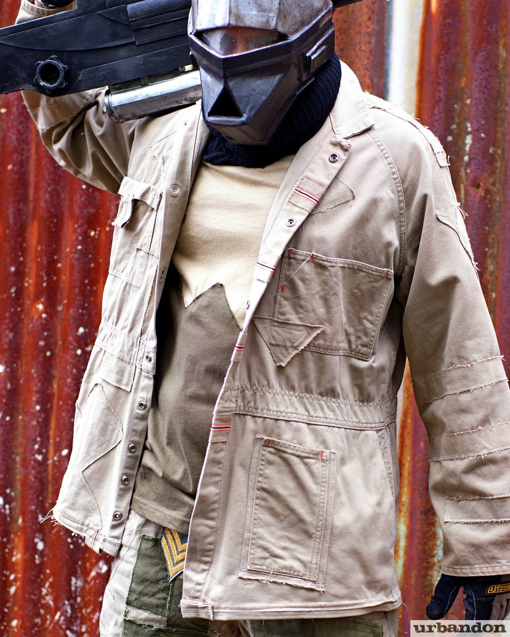 Men's Handmade Military Style Khaki Jacket. Reclaimed by URBANDON