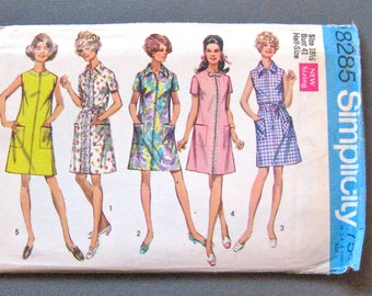 Uncut 1960s Simplicity 8285 Dress in Misses' and Half-Sizes Vintage Sewing Pattern Bust 41