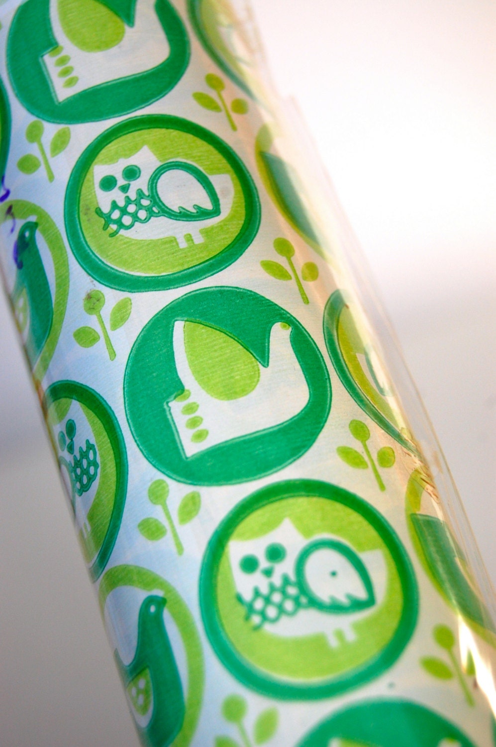 Vintage Shelf Liner Paper Contact Paper Green Owl by SackLunchTime