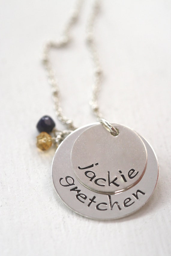 Kids Names Necklace Two Names Layered Name by SarahCornwellJewelry