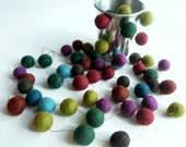 felt garland - Christmas garland holiday felt balls in rich jewel colors - marsala - new years celebration decor  garnet teal amethyst green
