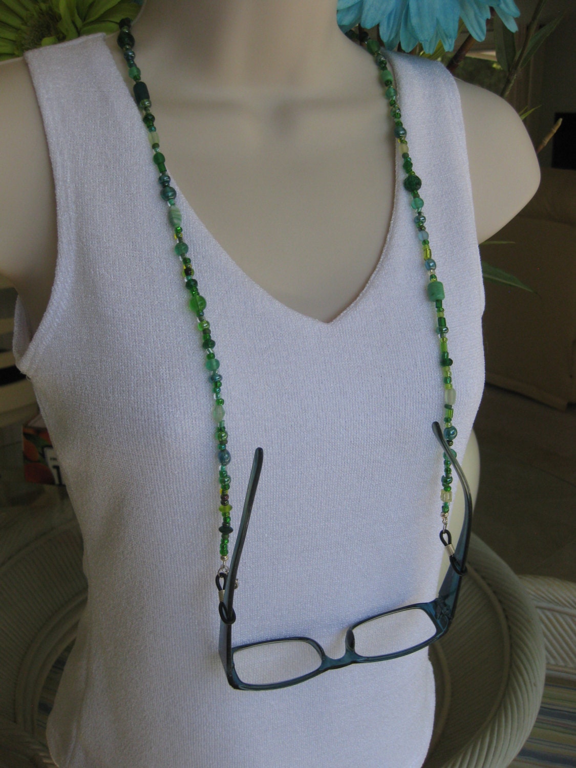 Green Eyeglass Chain Green Necklace Eyeglass by RalstonOriginals